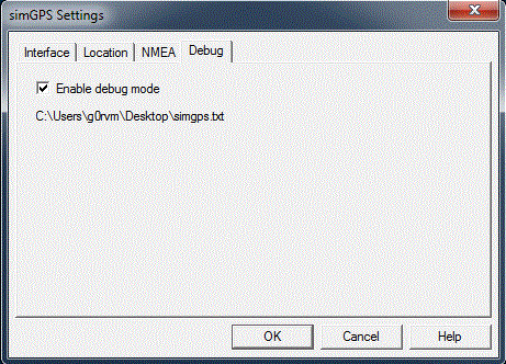 simGPS - Debug log