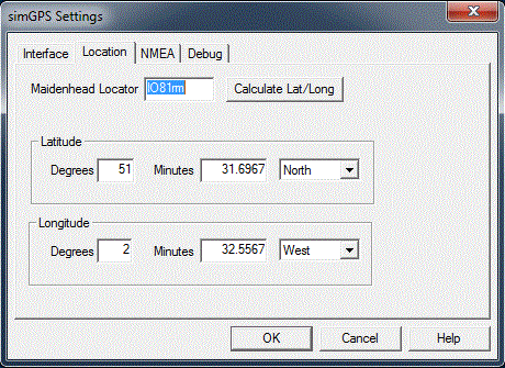 simGPS - Position config