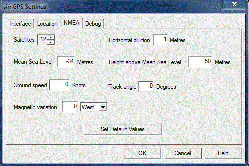 simGPS - NMEA Config