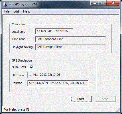 simGPS - Main window